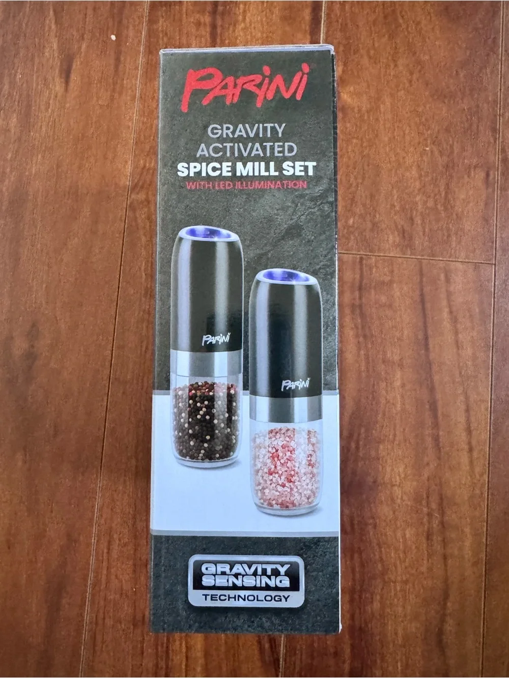 Gravity Activated Spice Mill Set - Black with LED Illumination BRAND NEW